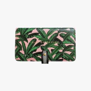 Alice & Scott Tropical Pink and Green Palm Leaf Travel Wallet